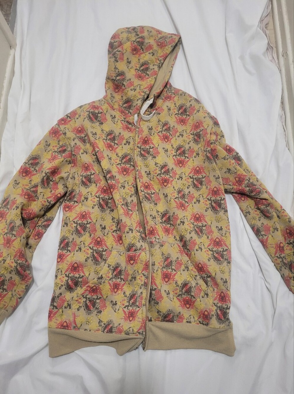 Yellow Floral-Print Zip Hoodie Bomber